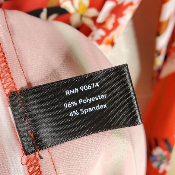 Boston Proper Red floral & stripe wrap dress - Picture 3 of 11